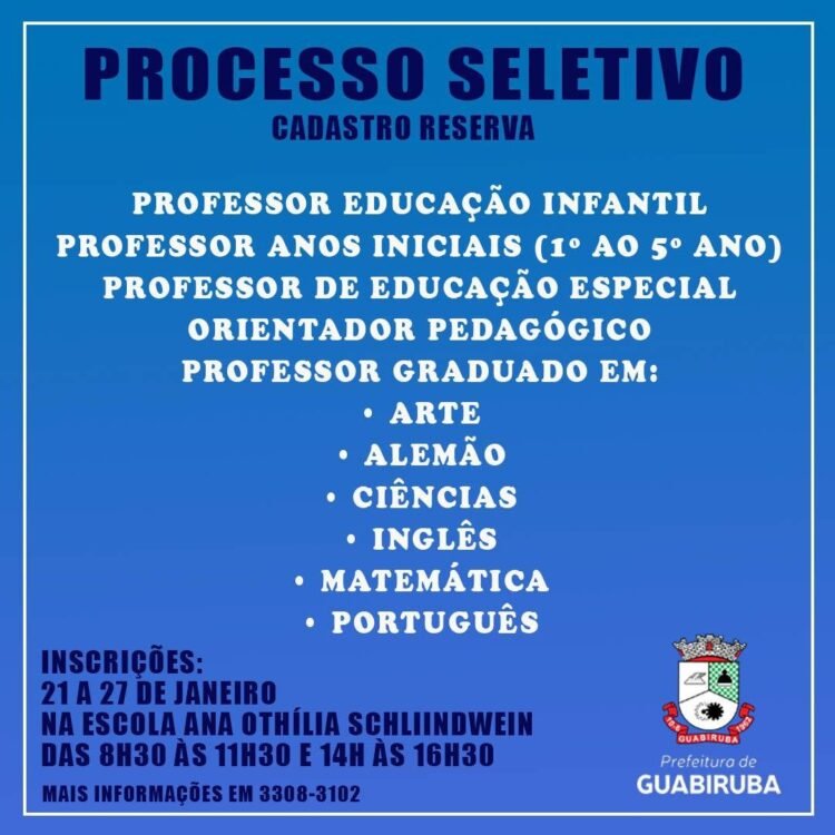 Aberto processo seletivo para professores