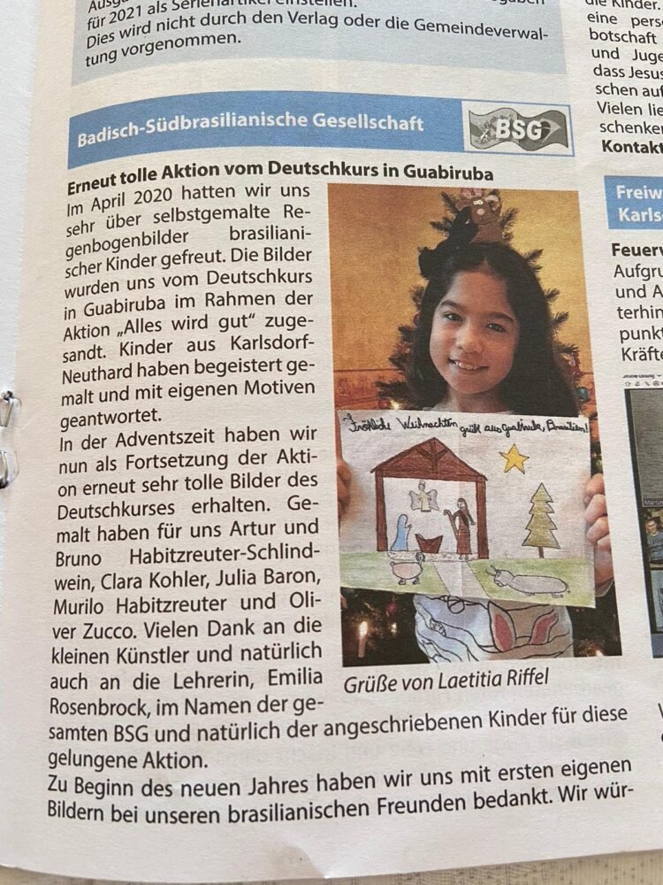 Alemanha publica desenhos de crianças guabirubenses
