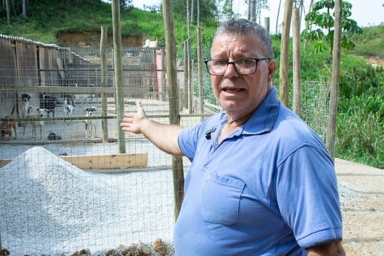 Moradores de Guabiruba lançam campanha de arrecadação para auxiliar aposentado que dedica a vida aos cães