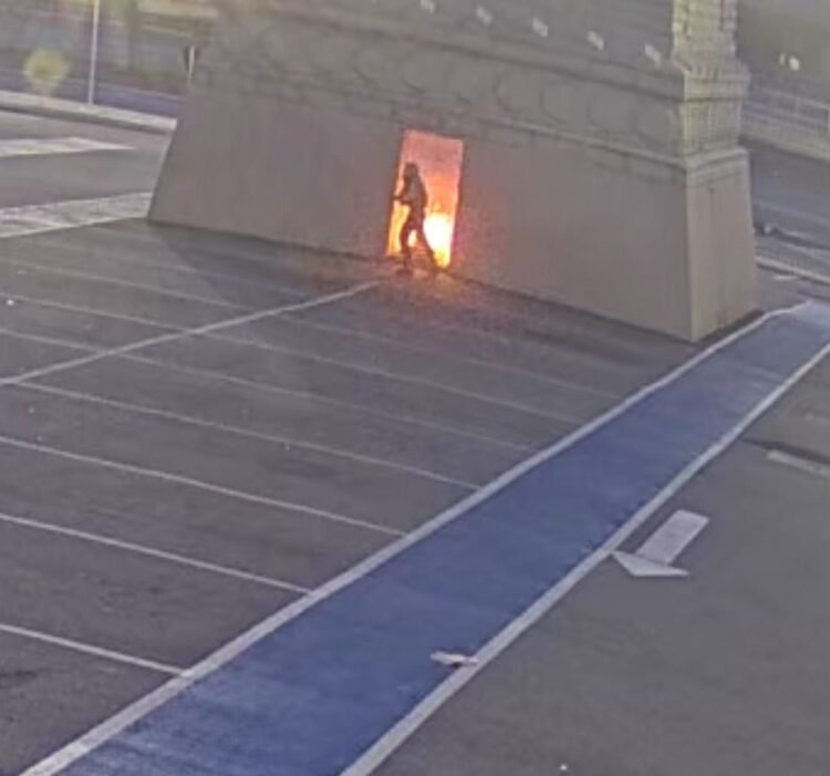 [VÍDEO] Homem tenta incendiar estátua da Havan na madrugada desta terça-feira