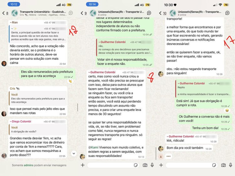 [EXCLUSIVO] Estudantes de Guabiruba denunciam abandono e ofensas em transporte universitário gratuito